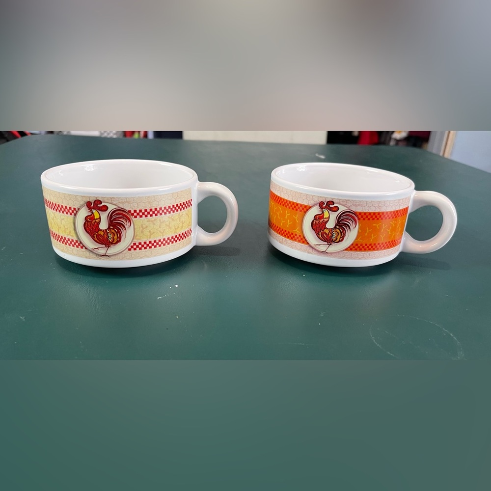 Vintage set of 2 Houston Harvest Roaster soup mugs/cups farmhouse